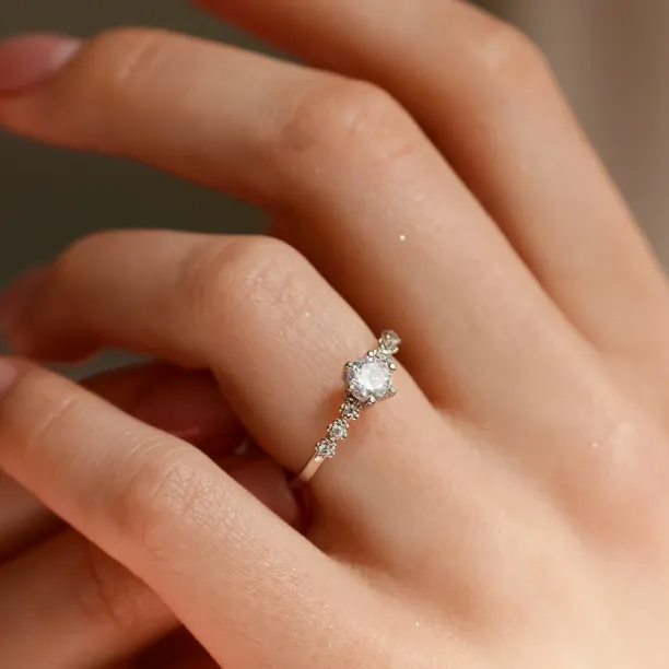 MISI gold diamond engagement ring with moissanite 0.5ct Image
