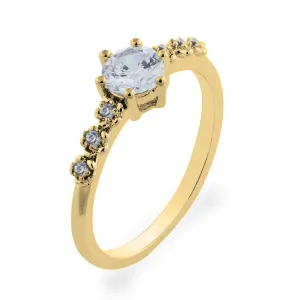 MISI gold diamond engagement ring with moissanite 0.5ct Thumbnail