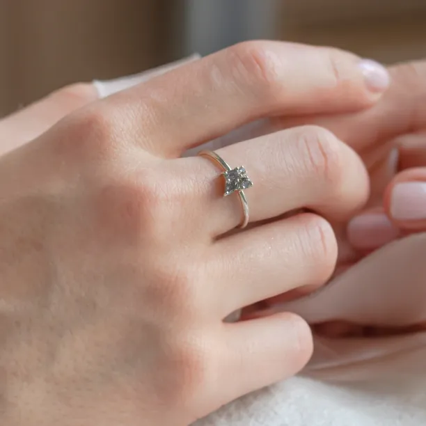 Unusual cluster ring with salt and pepper diamonds TASSIA Image