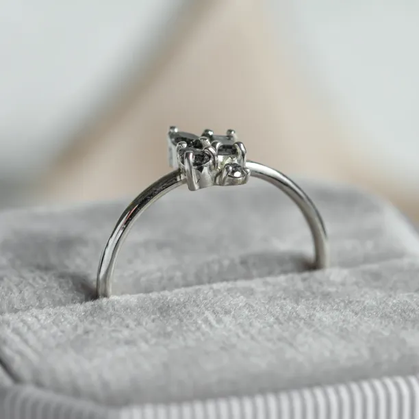 Unusual cluster ring with salt and pepper diamonds TASSIA Image