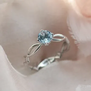 Gold ring with aquamarine and diamonds QUEEN