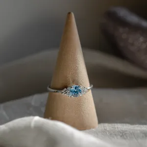 Gold ring with Swiss blue topaz and diamonds LUCIDE Thumbnail