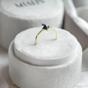 Gold ring with London blue topaz in kite shape KINGSTONE Thumbnail