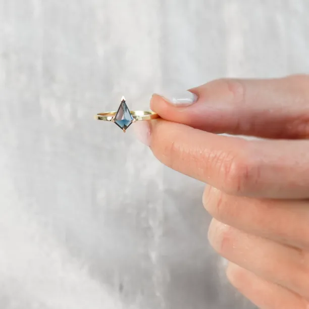 Gold ring with London blue topaz in kite shape KINGSTONE Image