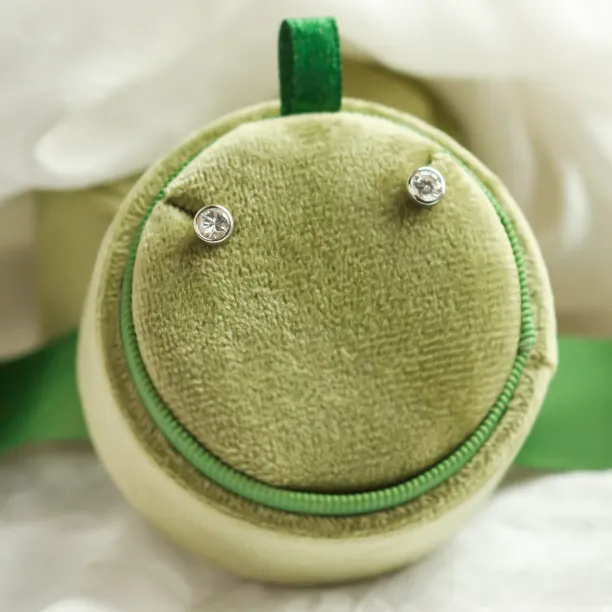 Gold earrings with diamonds in bezel style BECKY Image