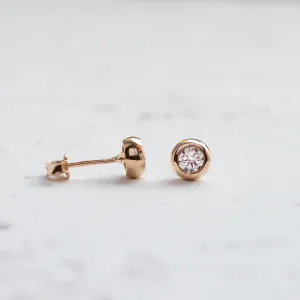 Gold earrings with diamonds in bezel style BECKY Thumbnail