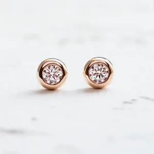 Gold earrings with diamonds in bezel style BECKY