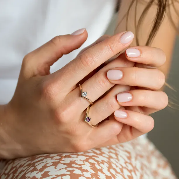 Gold aquamarine ring AMY Image