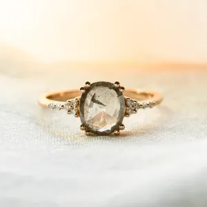 Gold ring with salt and pepper diamond AGNES Thumbnail