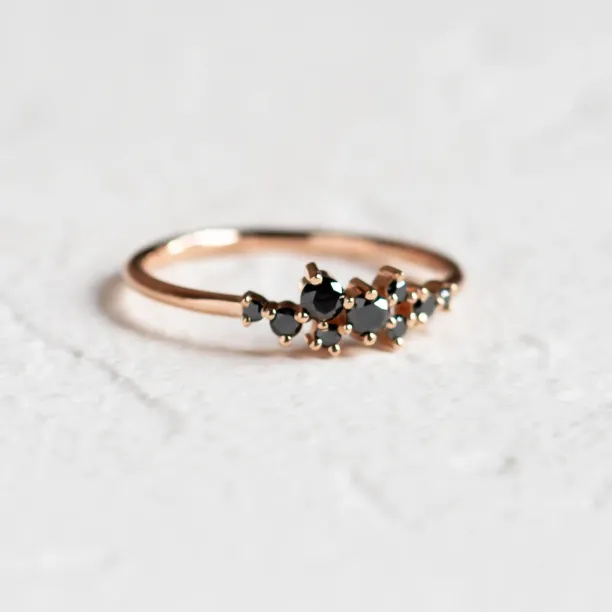 Gold ring with black diamonds CLARA Image