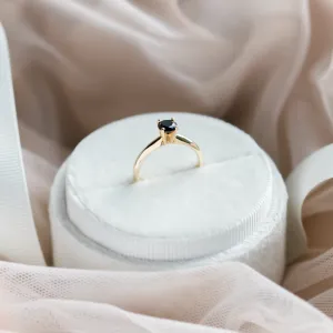 Engagement ring with black diamond FLORA Thumbnail