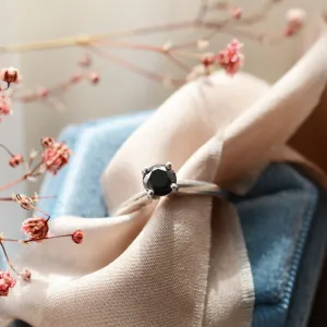 Engagement ring with black diamond FLORA Thumbnail