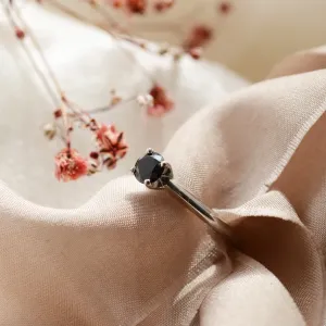 Engagement ring with black diamond FLORA Thumbnail