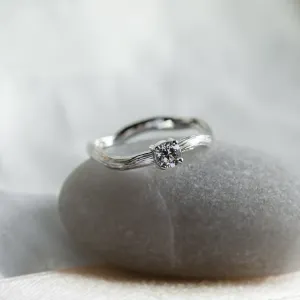 Atypical engagement ring with lab-grown diamond and tree bark surface RIANA Thumbnail