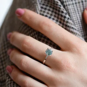 Engagement ring with moss agate and diamonds FIADH