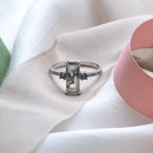 Elegant ring with moss agate and diamonds CARA Thumbnail