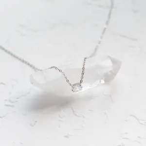 Gold necklace with oval moissanite ARIA Thumbnail