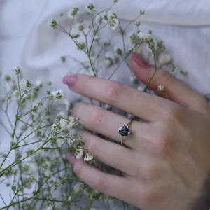 Minimalist gold ring with moss agate STAMI Thumbnail