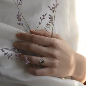 Minimalist gold ring with moss agate STAMI Thumbnail