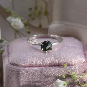 Minimalist gold ring with moss agate STAMI