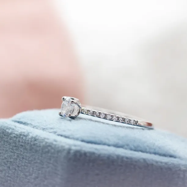 Gold engagement ring with lab created diamonds KATIA Image