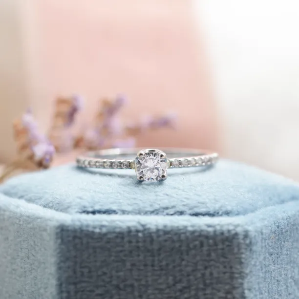 Gold engagement ring with lab created diamonds KATIA Image
