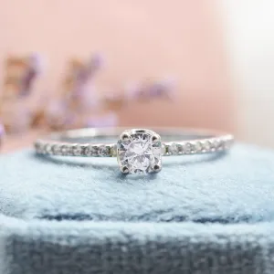 Gold engagement ring with lab created diamonds KATIA