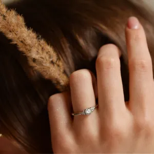 Gold engagement ring with synthetic diamonds MONICA