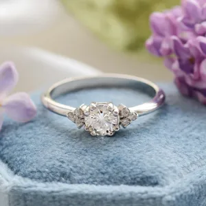Gold engagement ring with synthetic diamonds MONICA