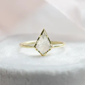 Gold ring with kite moonstone RACQUET