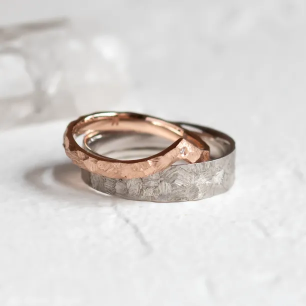 Wedding rings with matte faceted finish RIO Image