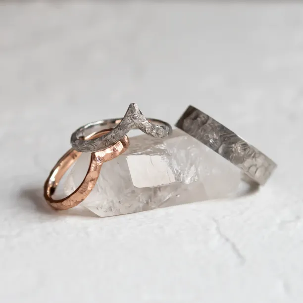 Wedding rings with matte faceted finish RIO Image