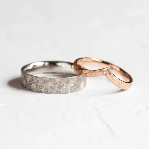 Wedding rings with matte faceted finish RIO