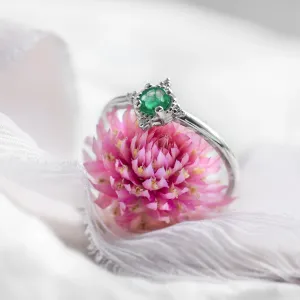 Gold ring with emerald and diamonds EMA Thumbnail