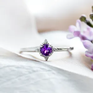 Gold ring with amethyst and diamonds ALBINA