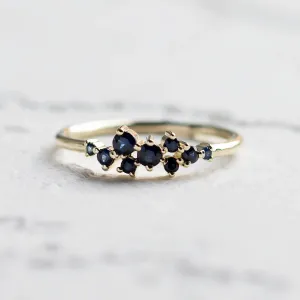 Gold cluster ring with sapphires CLARA