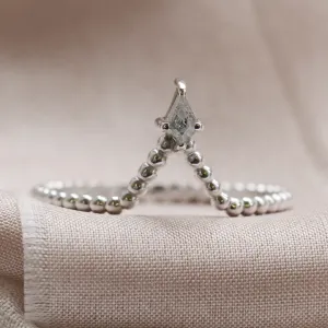 Salt and pepper diamond V stacker ring ISOLDE