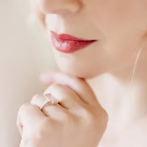 Gold ring with strawberry quartz and diamonds SWEETIE