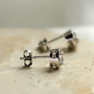 Classical gold stud earring with lab created diamonds NINO Thumbnail