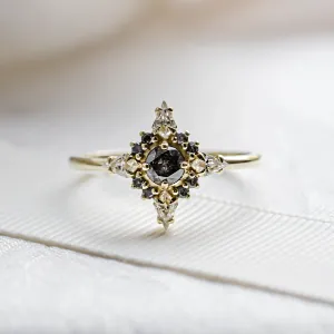 Engagement cluster ring with salt'n'pepper diamonds FERRARA Thumbnail