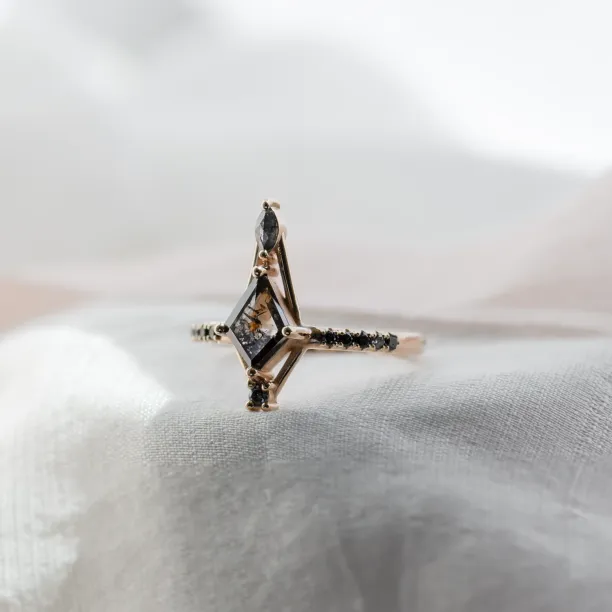 Extravagant ring with salt and pepper diamonds SANIA Image