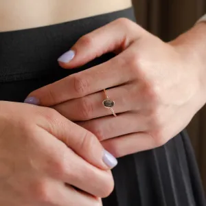 Gold bezel ring with salt and pepper diamond RIONA