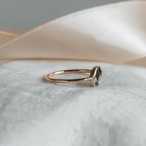 Gold bezel ring with salt and pepper diamond RIONA Image