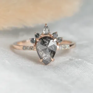 Gold cluster salt'n'pepper diamonds ring FILOMENA