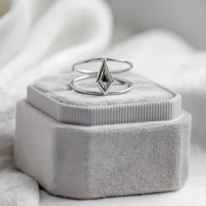 Gold double ring with salt and pepper diamond GRAINNE Thumbnail