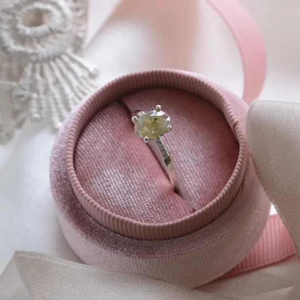 Gold engagement ring with salt and pepper diamond and side diamonds AILBHE Image