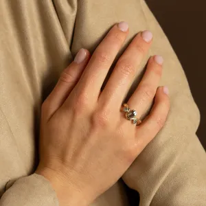 Gold organic ring with salt and pepper diamonds LUDOVICA