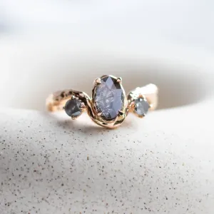 Gold organic ring with salt and pepper diamonds LUDOVICA Thumbnail