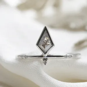 Gold ring with kite salt and pepper diamond and white diamonds CIAN