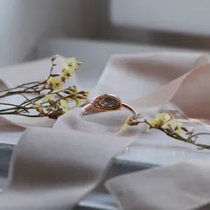 Gold ring with oval salt and pepper diamond KARLIN Thumbnail